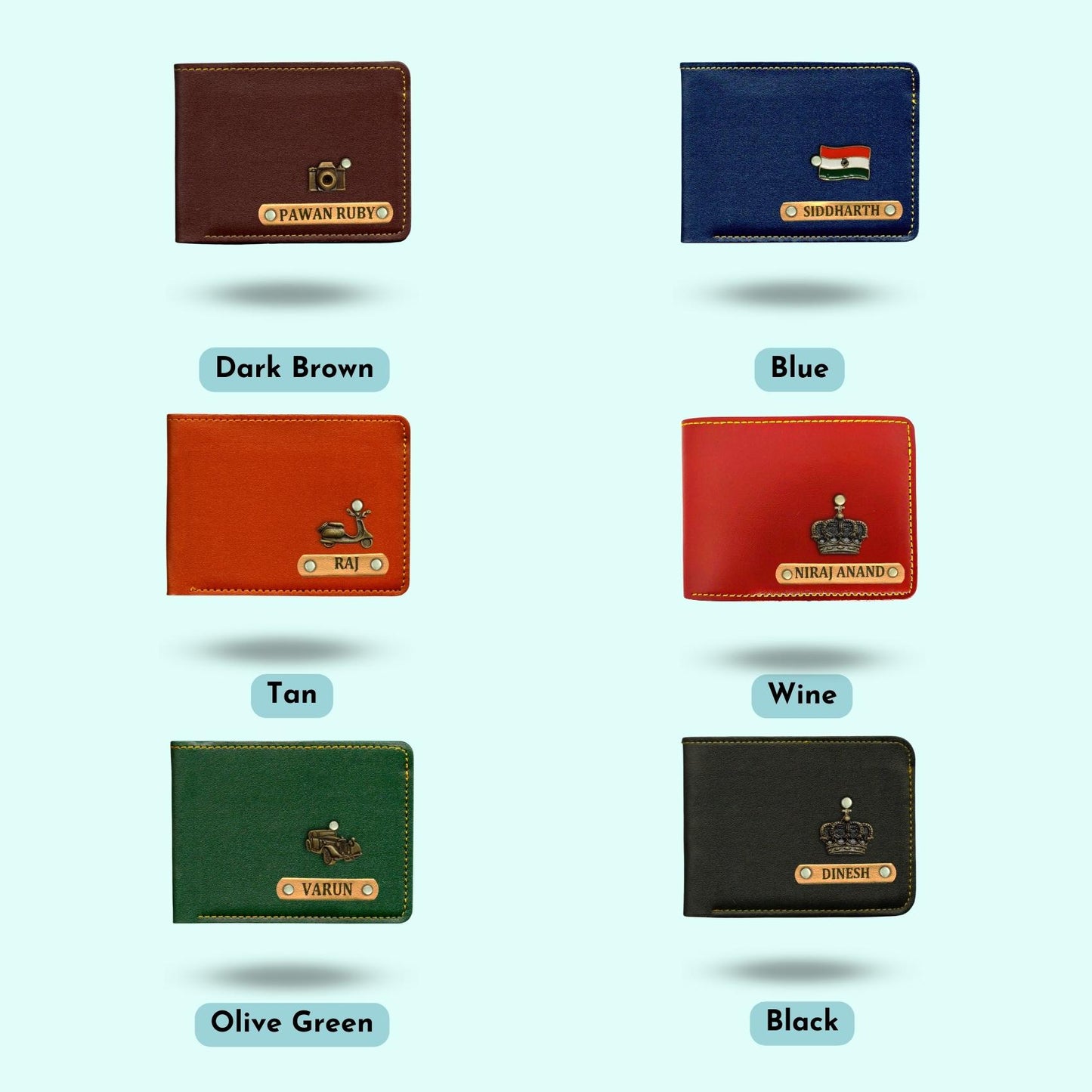 Personalized Wallets For Couples - Blue