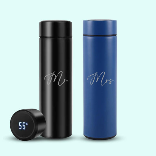 Personalized Mr and Mrs Temperature Display Water Bottle