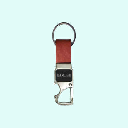Personalized Premium Keychain With Bottle Opener - Brown