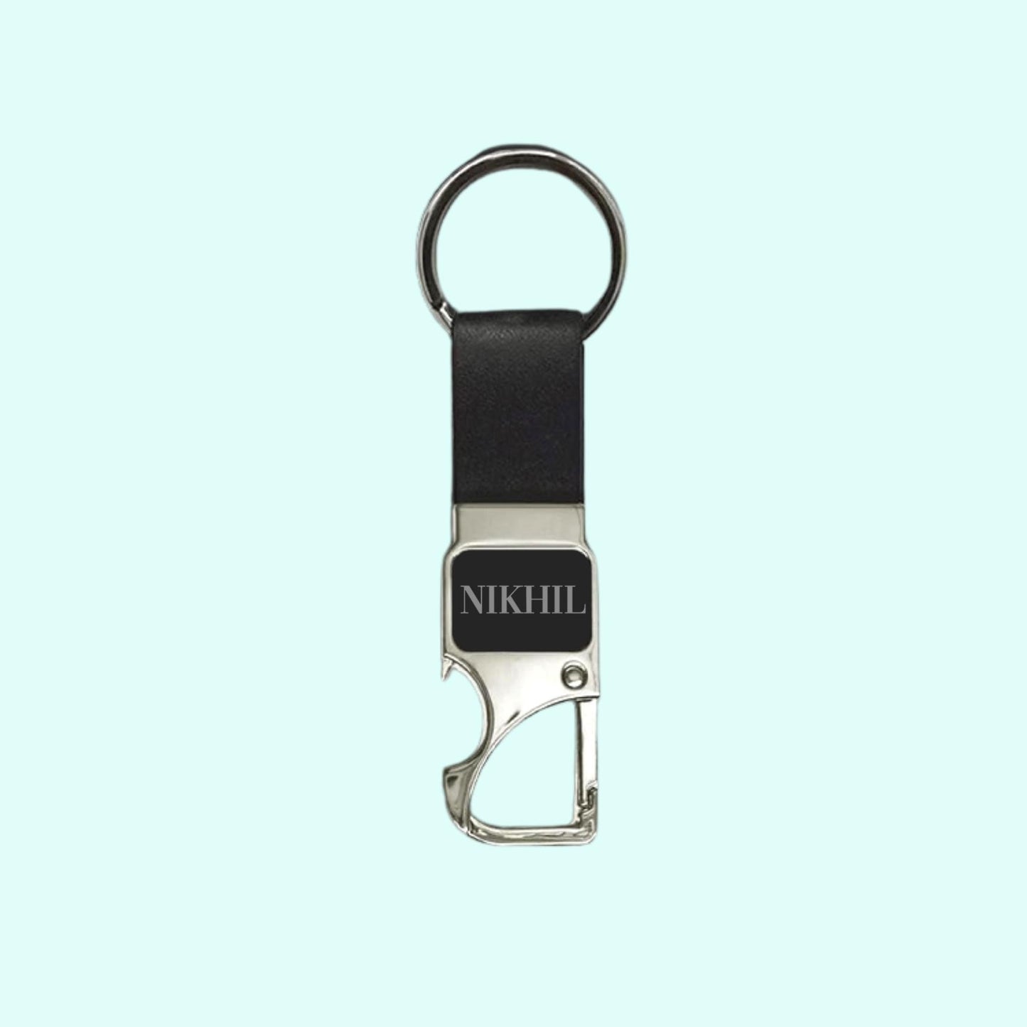 Personalized Premium Keychain With Bottle Opener - Black