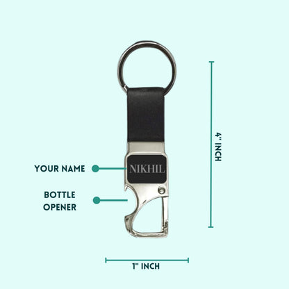 Personalized Premium Keychain With Bottle Opener - Black