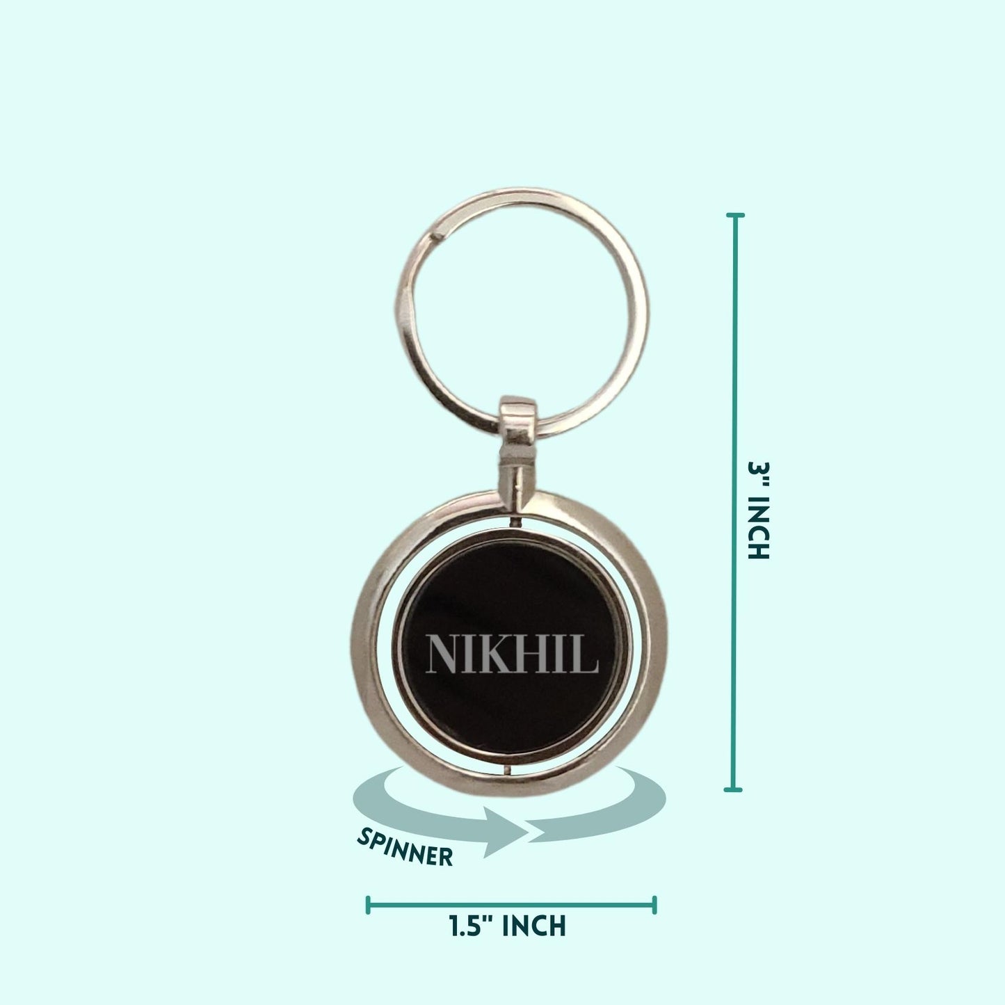 Personalized Premium Spinner Keychain - Black