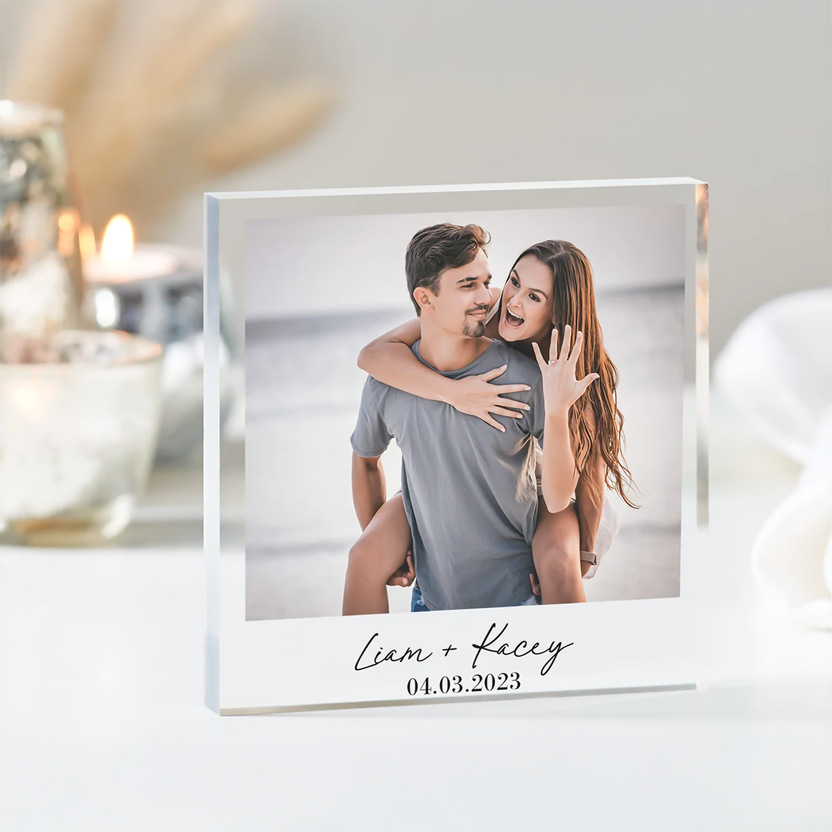 Personalized Photo Acrylic Block Plaque With Custom Message