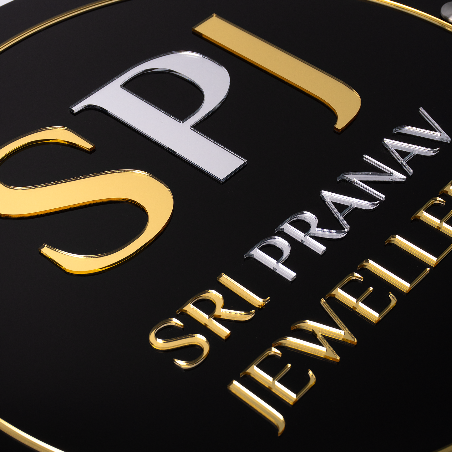 Custom Black 3D Acrylic Round Business Logo Signs