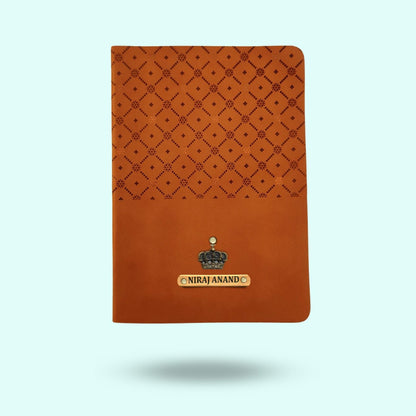 Personalized Tan PU Leather A-5 Premium Notebook