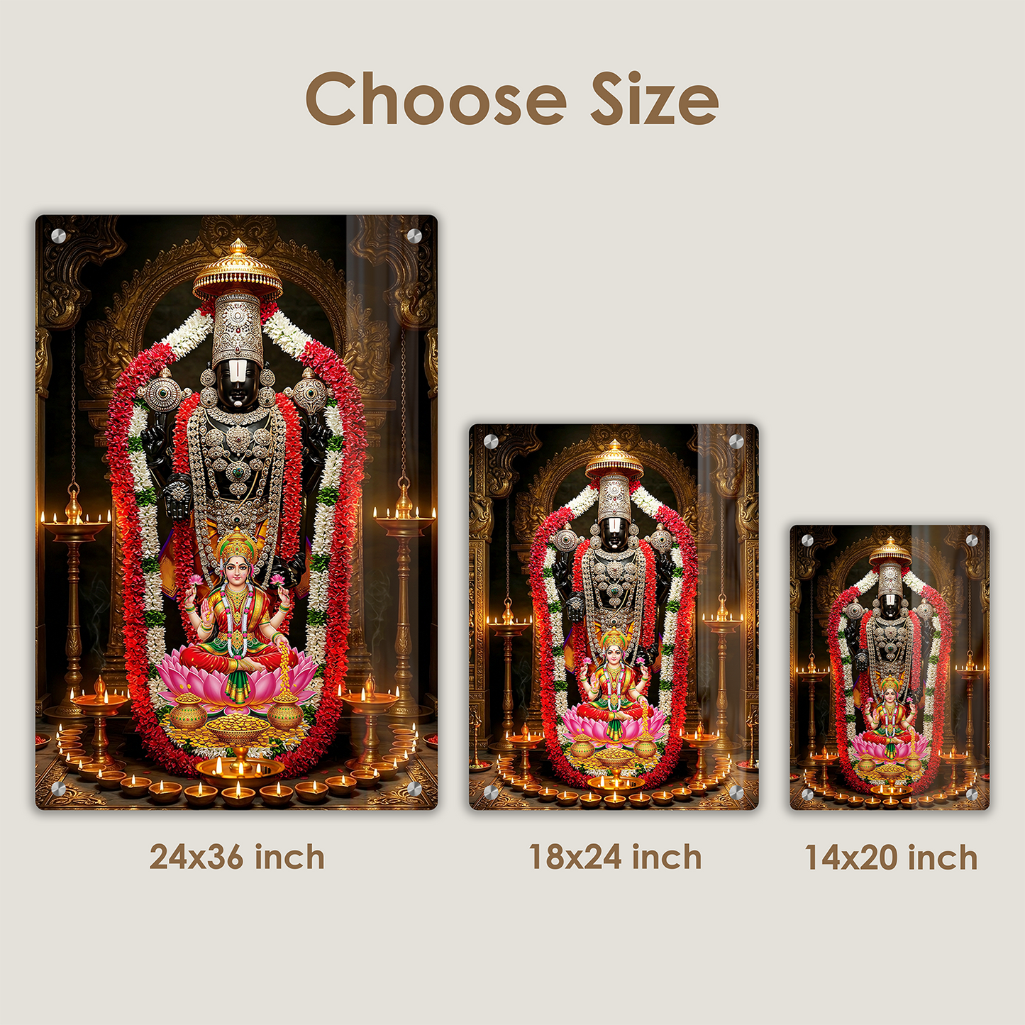 Divine Lakshmi Venkateshwara Swamy Acrylic Photo Frame | Ultra-HD Glossy Tirupati Balaji & Goddess Lakshmi Wall Hanging Decor for Puja Room