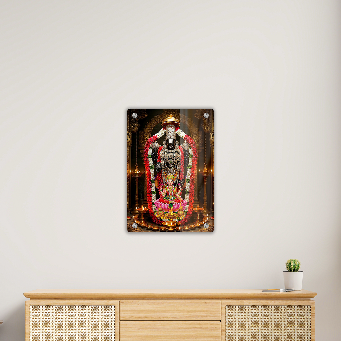 Divine Lakshmi Venkateshwara Swamy Acrylic Photo Frame | Ultra-HD Glossy Tirupati Balaji & Goddess Lakshmi Wall Hanging Decor for Puja Room