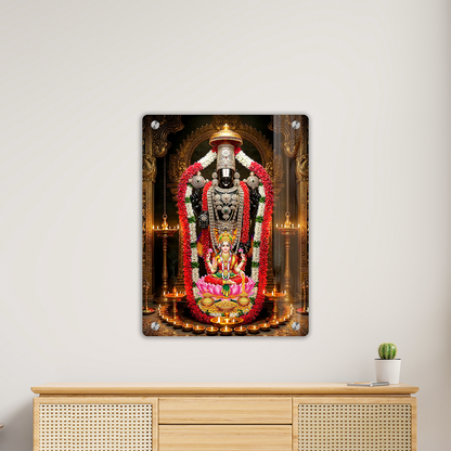 Divine Lakshmi Venkateshwara Swamy Acrylic Photo Frame | Ultra-HD Glossy Tirupati Balaji & Goddess Lakshmi Wall Hanging Decor for Puja Room
