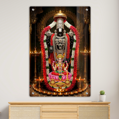 Divine Lakshmi Venkateshwara Swamy Acrylic Photo Frame | Ultra-HD Glossy Tirupati Balaji & Goddess Lakshmi Wall Hanging Decor for Puja Room