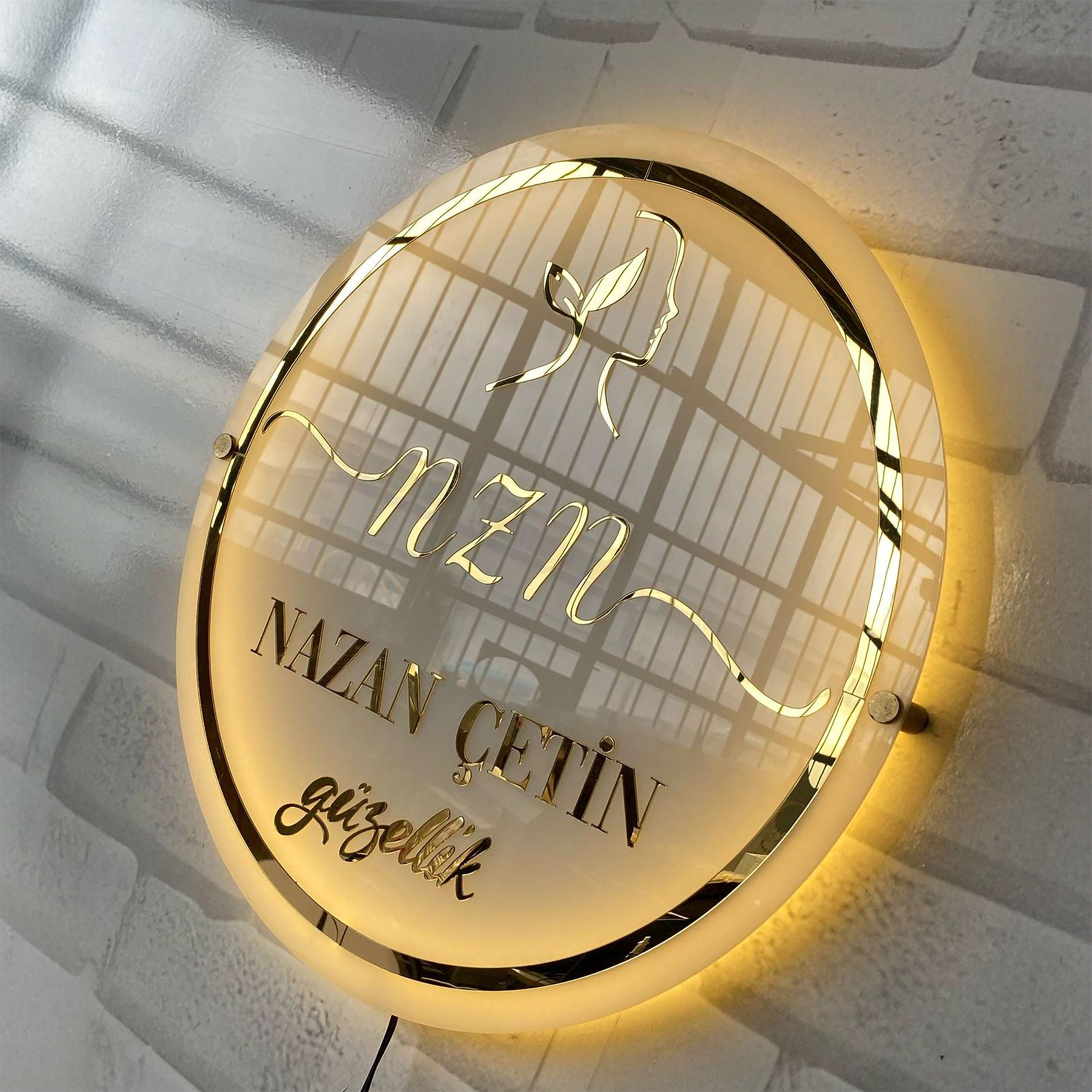 Custom 3D White Acrylic Round Business Logo LED Signs | Custom acrylic ...