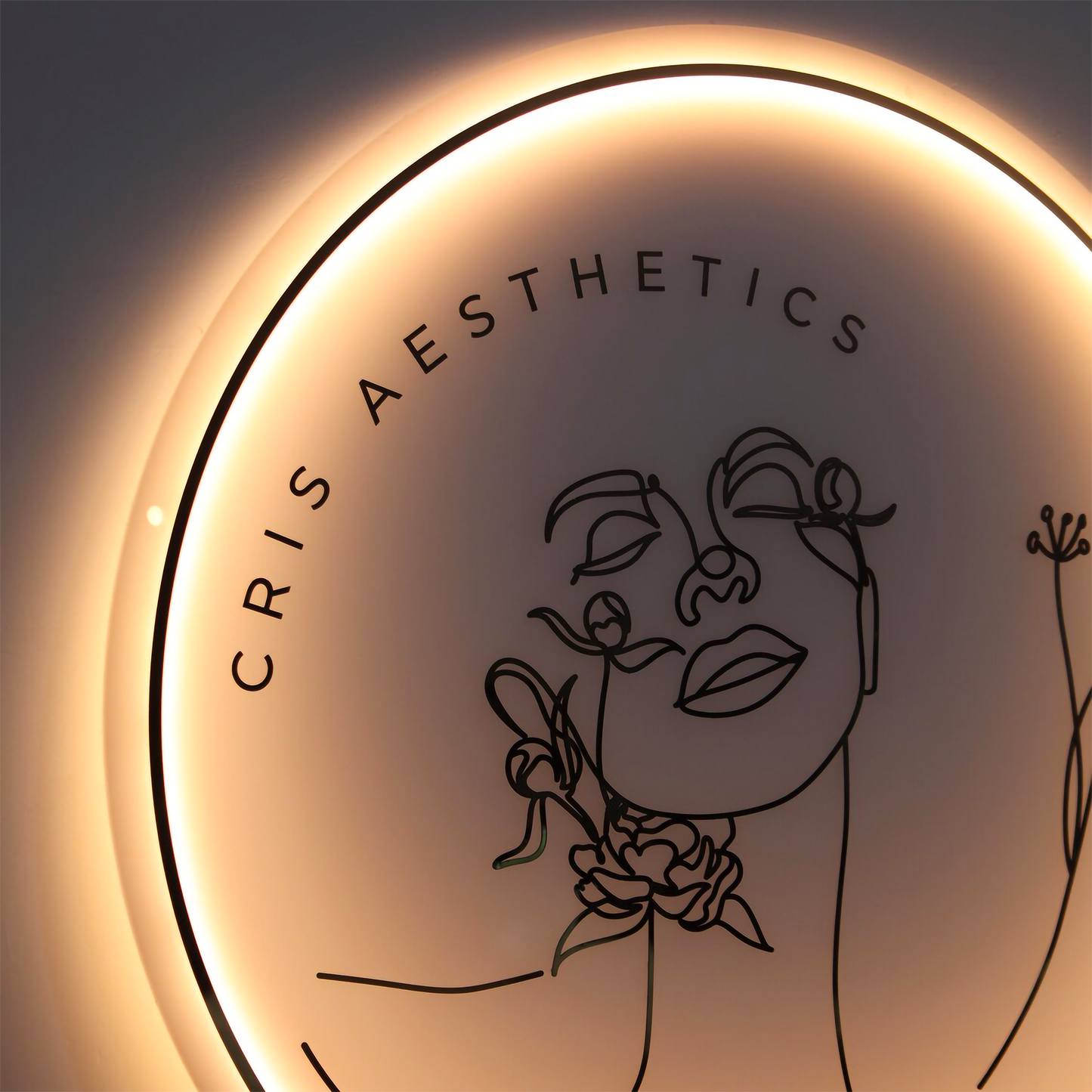 Custom 3D White Acrylic Round Business Logo LED Signs