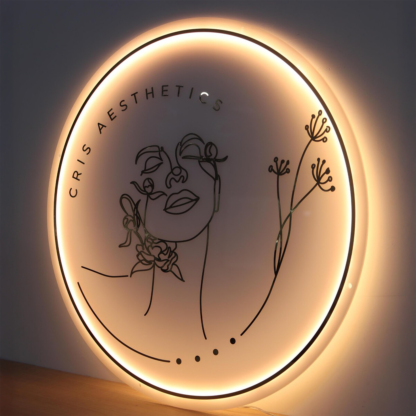 Custom 3D White Acrylic Round Business Logo LED Signs