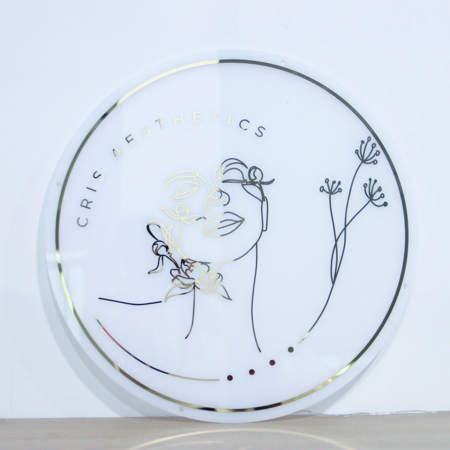 Custom 3D White Acrylic Round Business Logo LED Signs