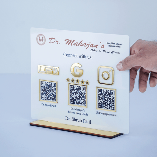 Customized Business White Acrylic QR Stand - Scan & Pay