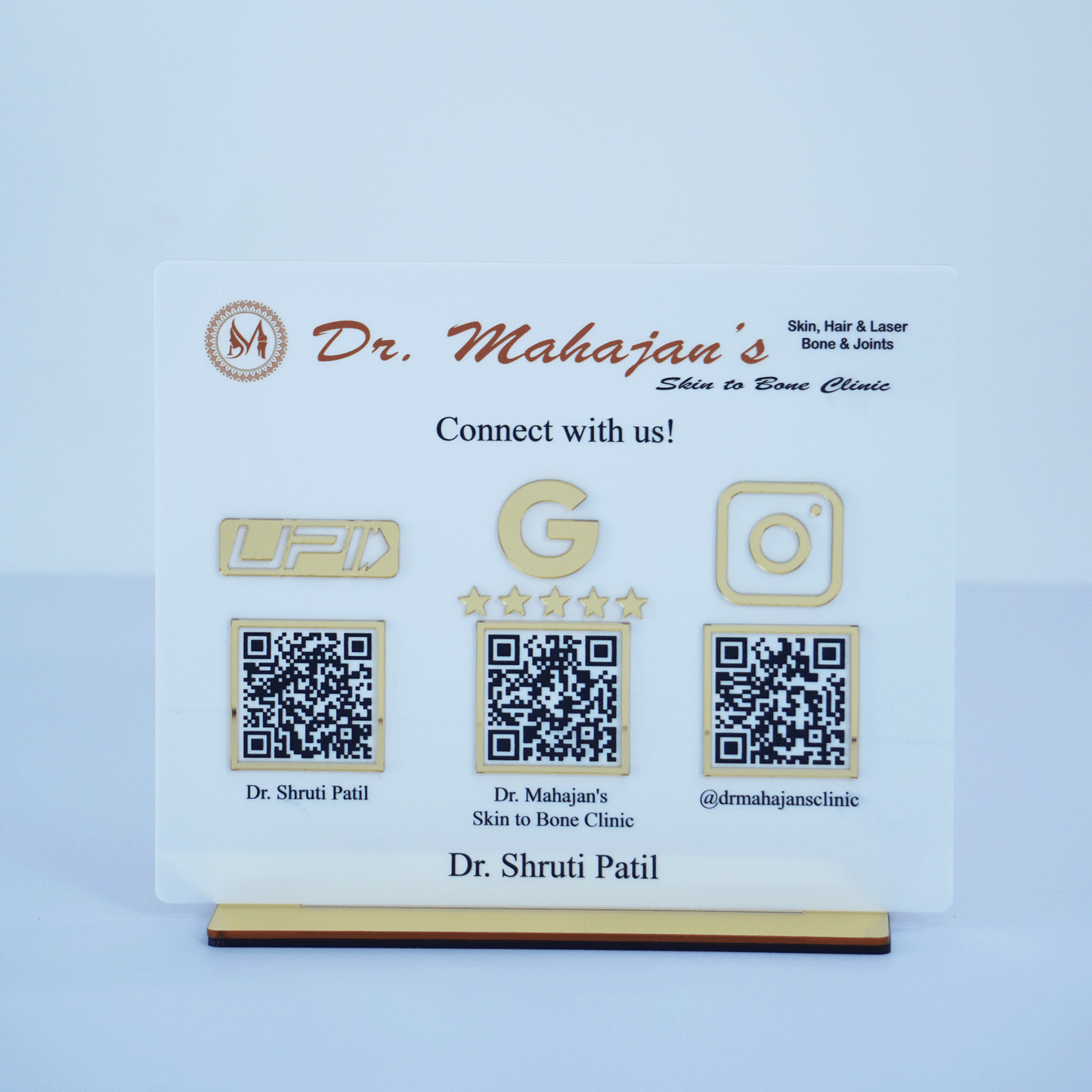 Customized Business White Acrylic QR Stand - Scan & Pay