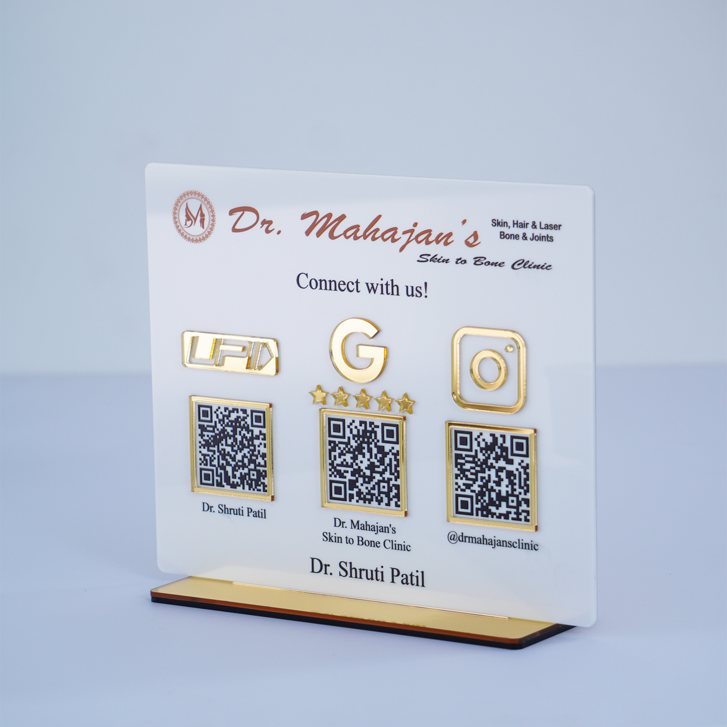Customized Business White Acrylic QR Stand - Scan & Pay