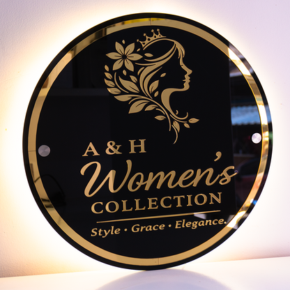 Custom 3D Black Acrylic Round Business Logo LED Signs