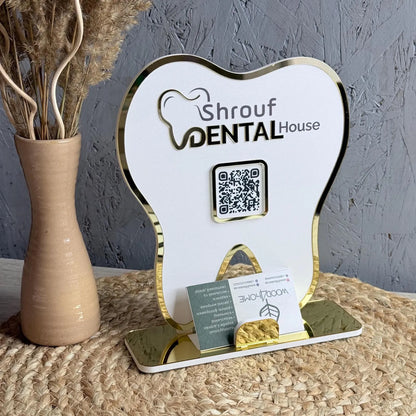 Custom Tooth-Shaped Review QR Code Sign for Dental Clinics