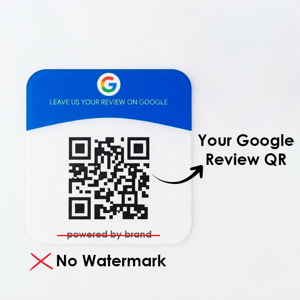 Custom Acrylic Google Review QR Code Plate | UV Printed Scan Signage for Business Counters