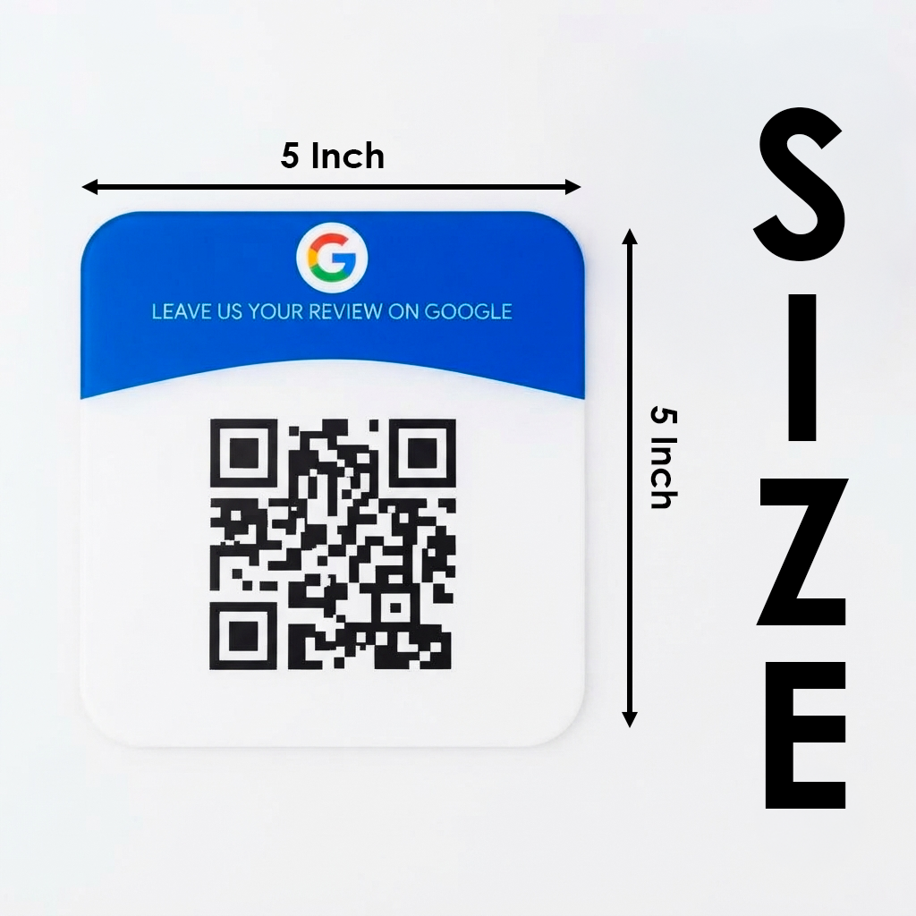Custom Acrylic Google Review QR Code Plate | UV Printed Scan Signage for Business Counters