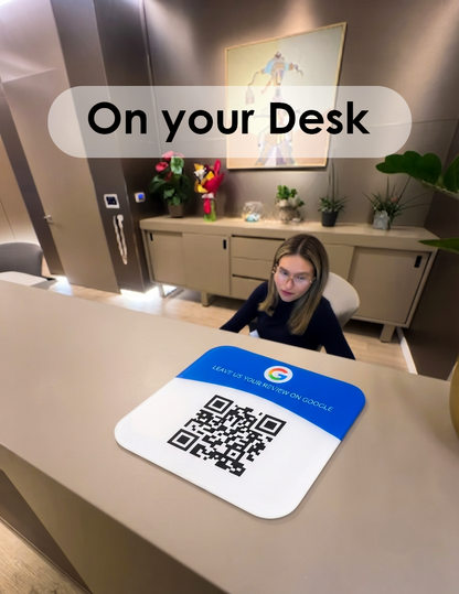 Custom Acrylic Google Review QR Code Plate | UV Printed Scan Signage for Business Counters