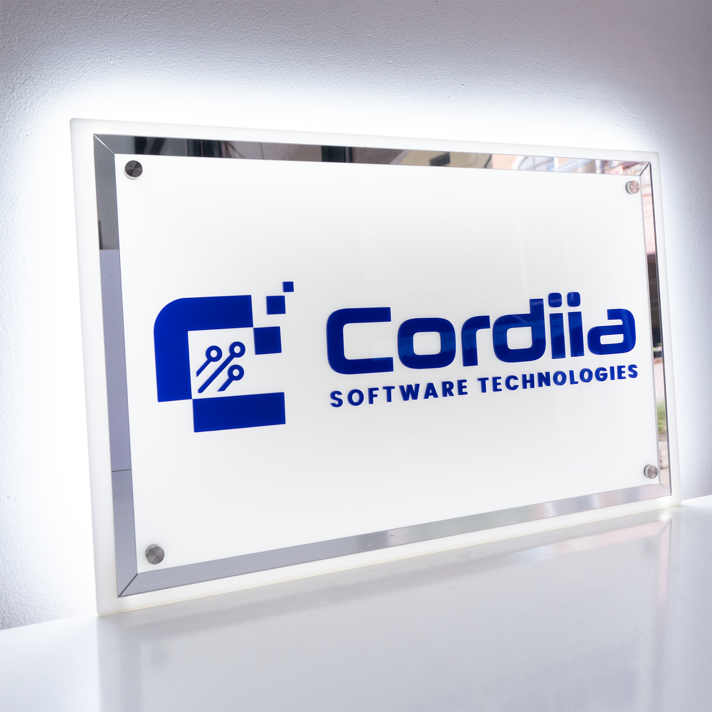 Custom White 3D Acrylic Rectangular Business Logo LED Signs