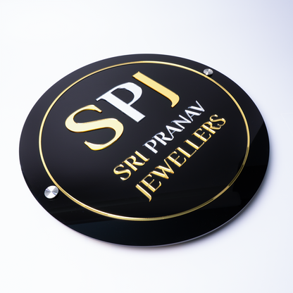 Custom Black 3D Acrylic Round Business Logo Signs