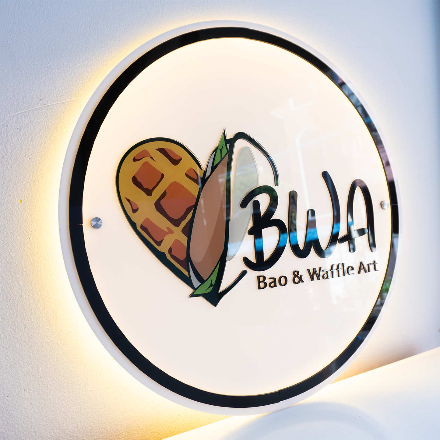 Custom 3D White Acrylic Round Business Logo LED Signs