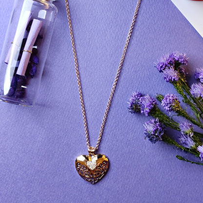 Heart Pendant with Chain - Rose Gold