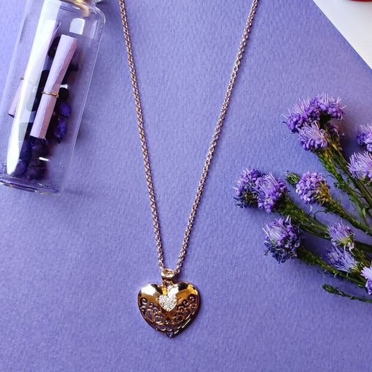 Heart Pendant with Chain - Rose Gold