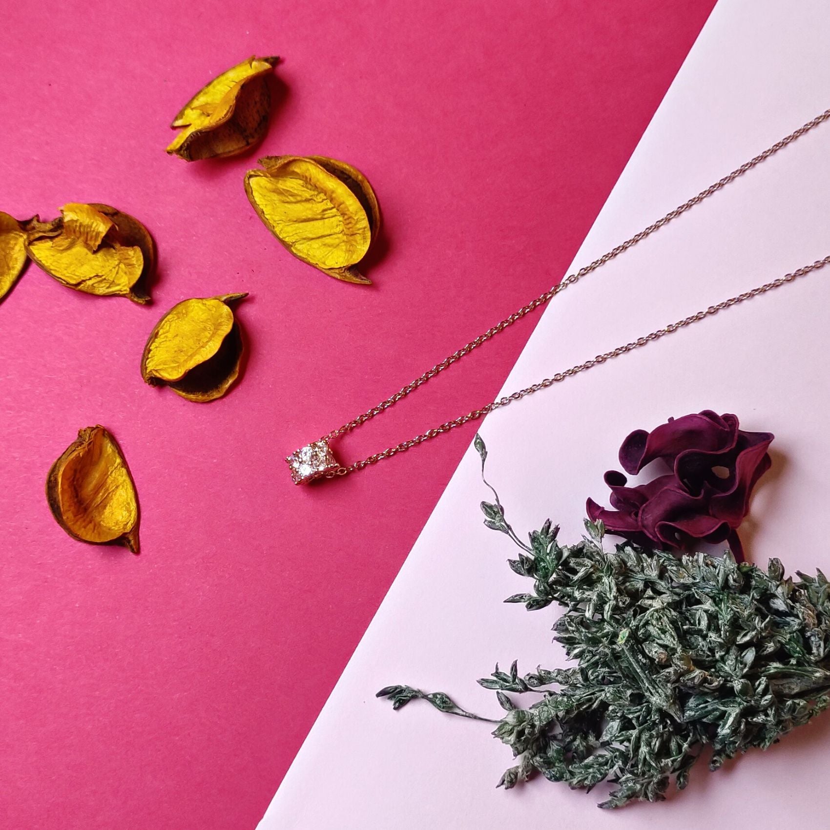 Floral with White Stone Necklace