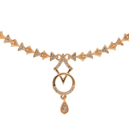 Modern AD Diamonds Necklace Set Rose Gold Plated