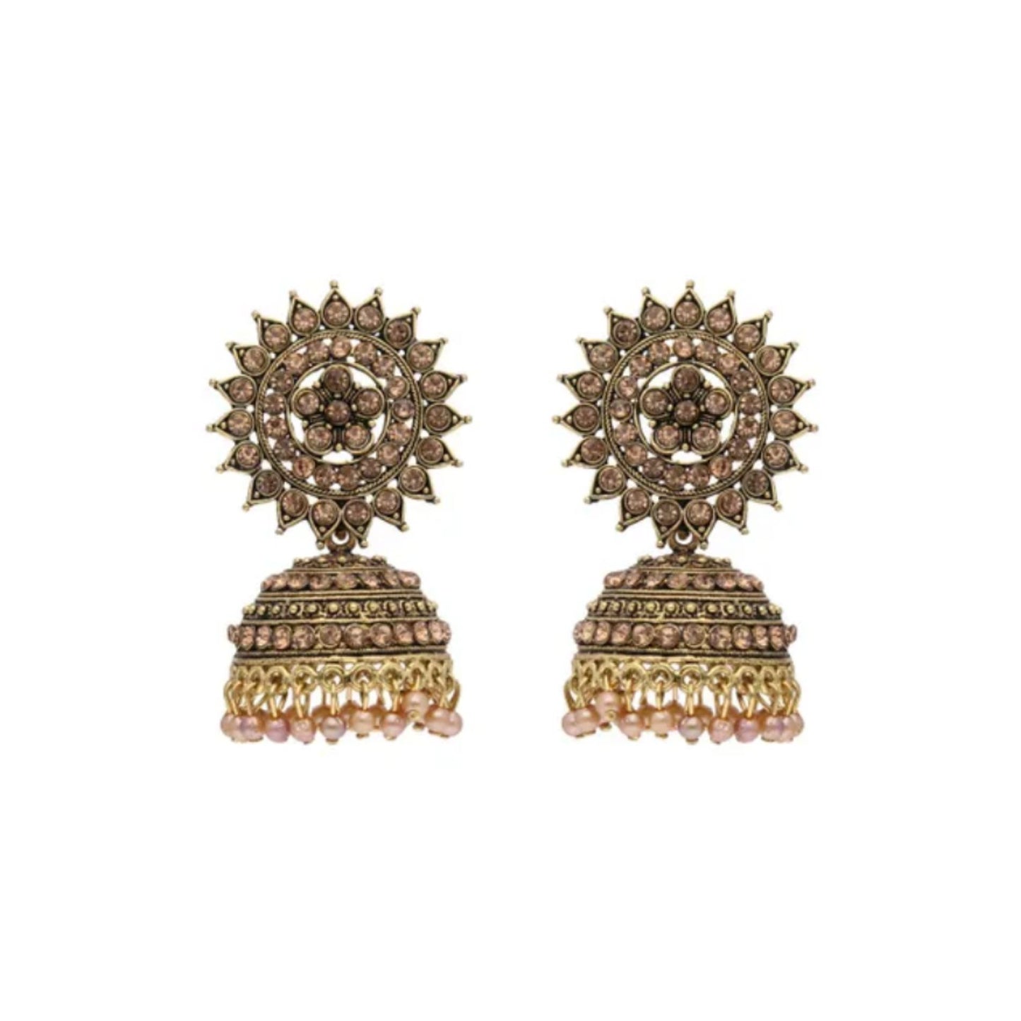 Oxidised Gold Finish Long Jhumka Earrings