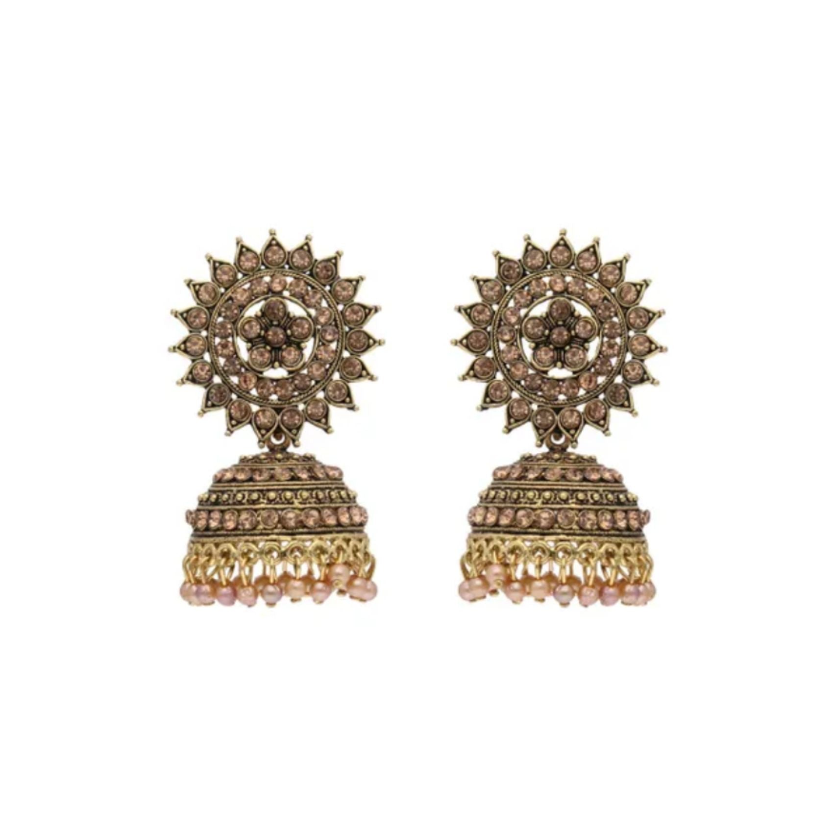 Oxidised Gold Finish Long Jhumka Earrings