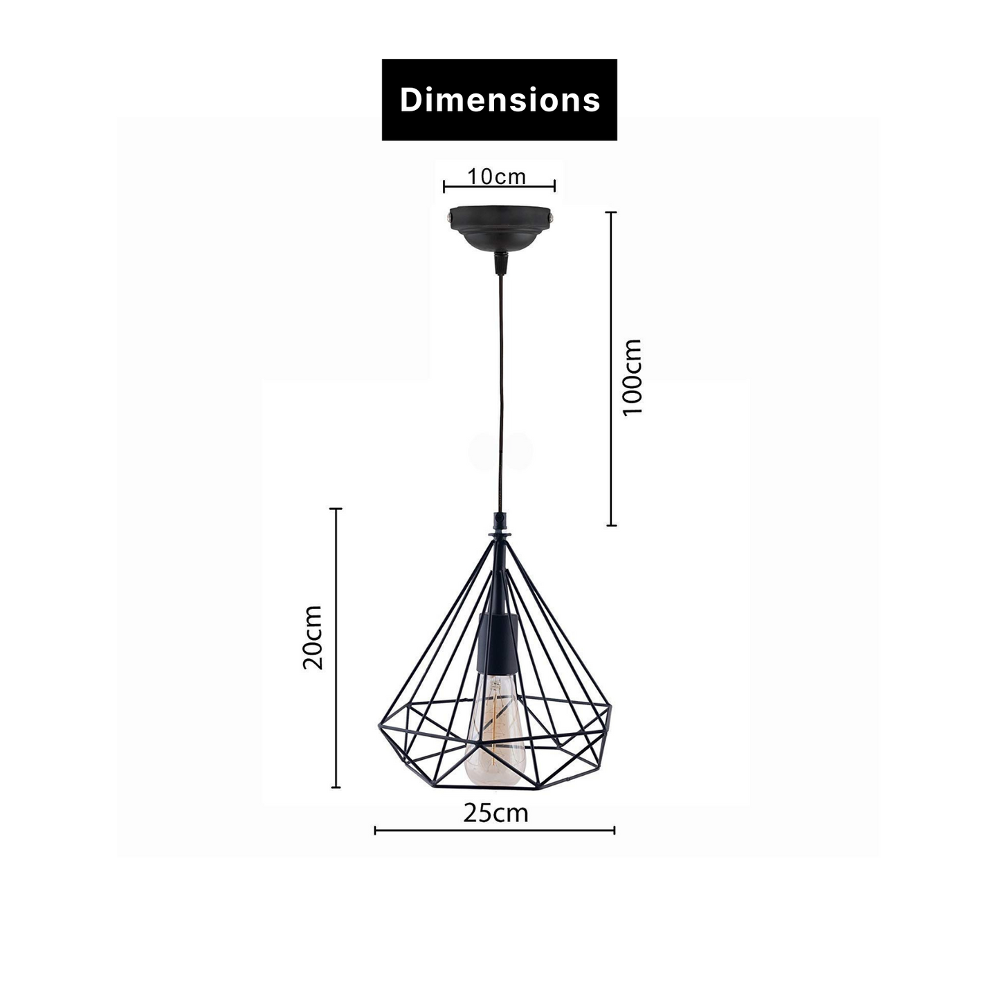 Diamond Cage Base Pendant Hanging Light With Bulb