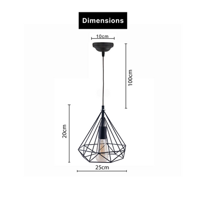 Diamond Cage Base Pendant Hanging Light With Bulb
