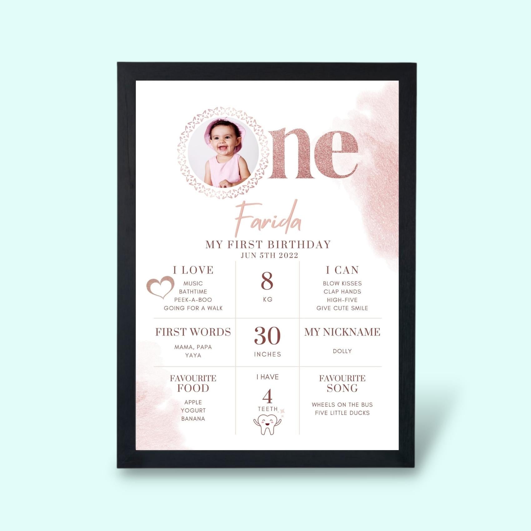 Personalized First Birthday Baby Frame