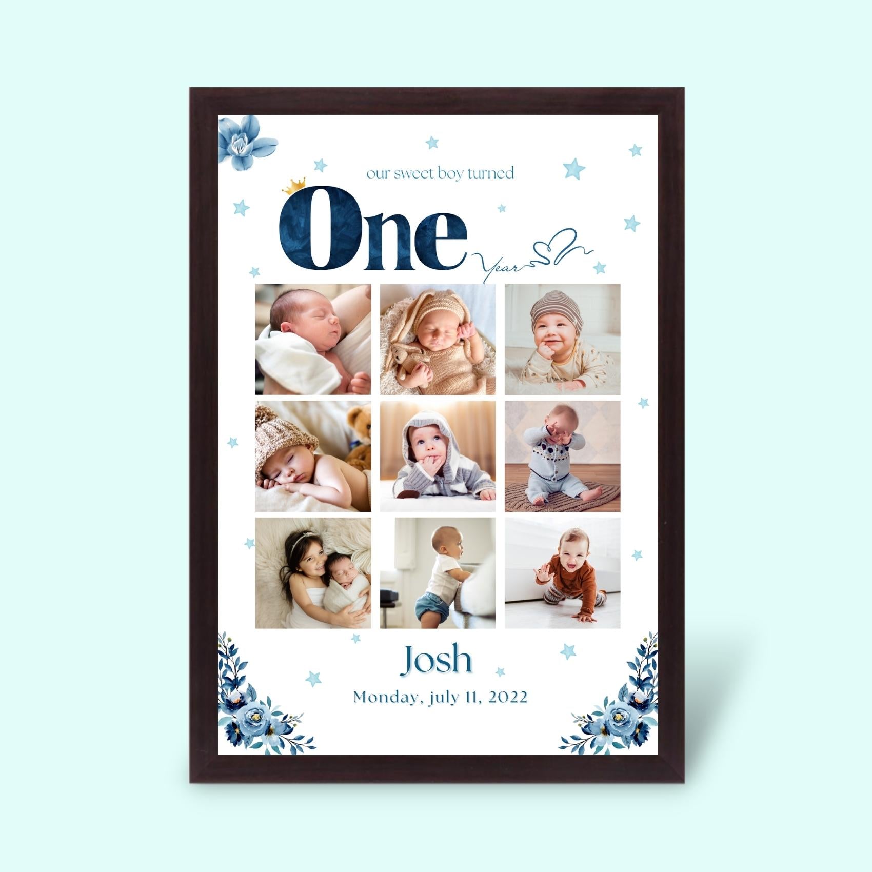 One year baby store frame