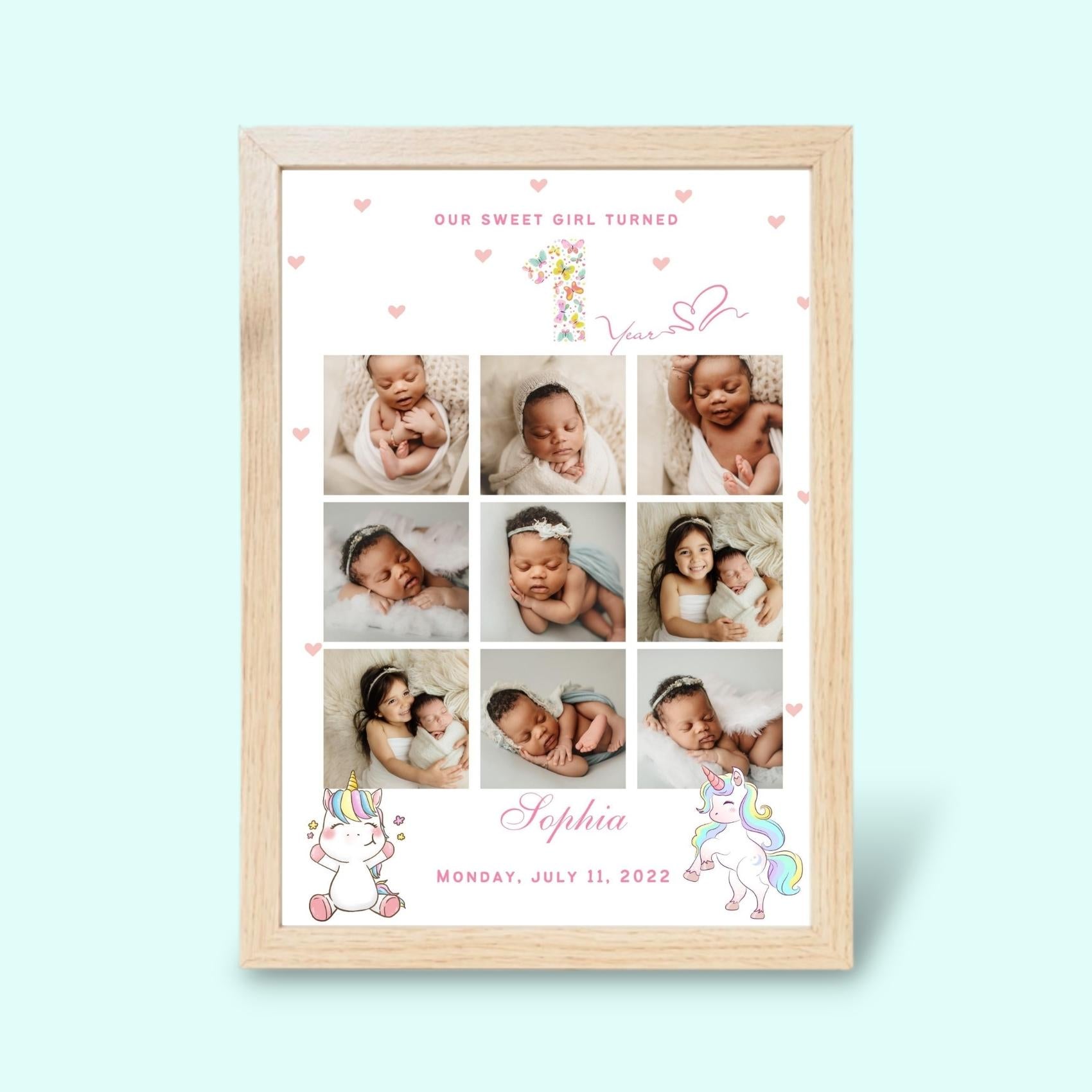 Personalized One Year Girl Frame