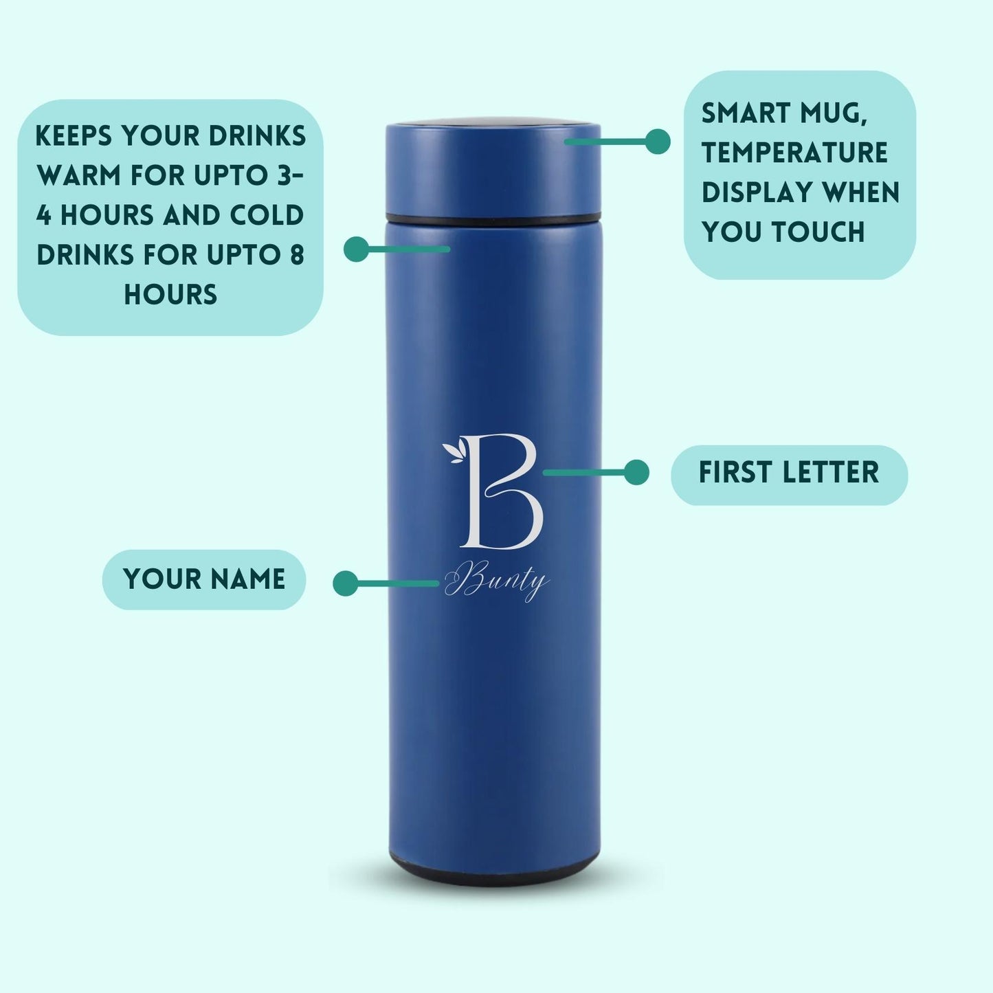 Personalized Temperature Water Bottle - Capital Logo