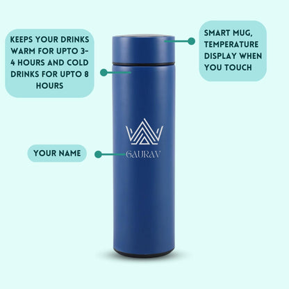 Personalized Temperature Water Bottle - King Crown Logo