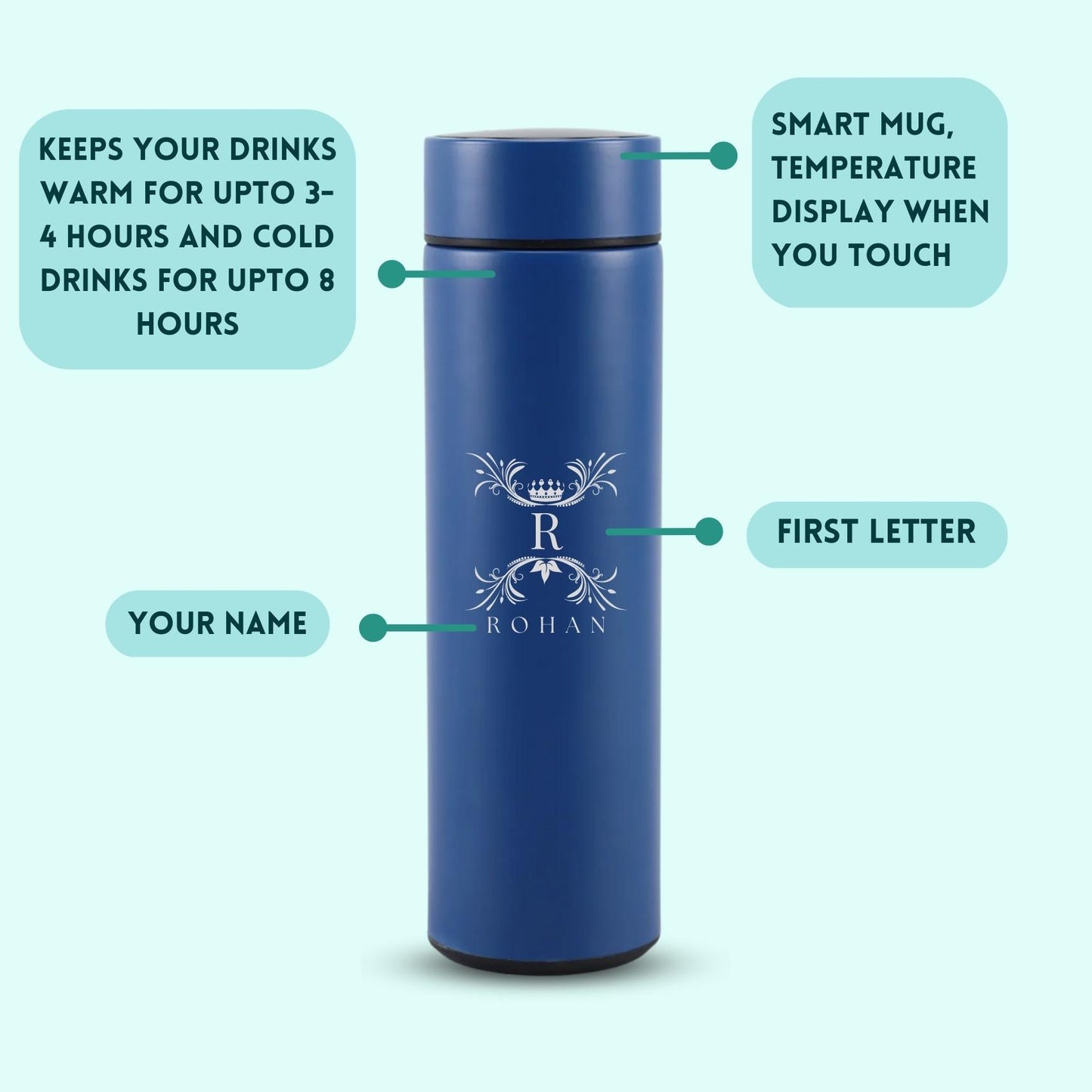 Personalized Temperature Water Bottle - Luxurious Design